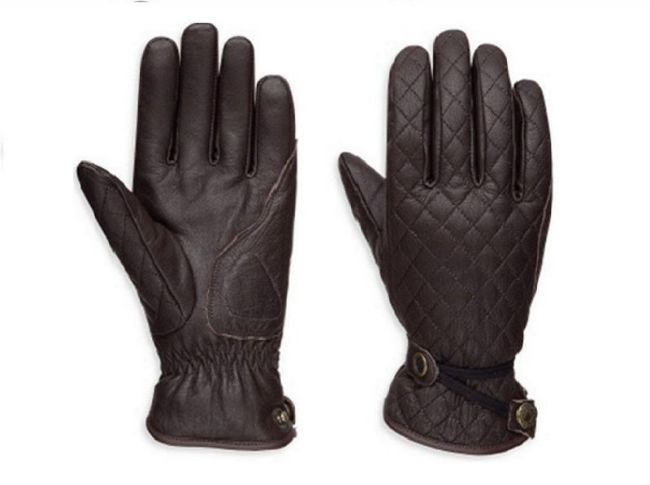 Front view of womens messenger leather gloves